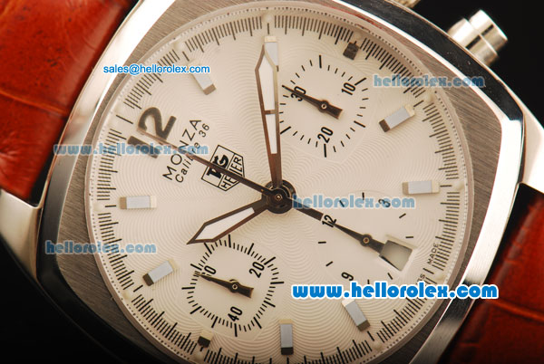 Tag Heuer Monza Calibre 36 Chronograph Swiss Valjoux 7750 Automatic Movement Steel Case with White Dial - Click Image to Close